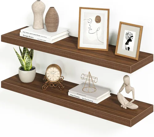 Vista 20 de Heimlove Juego de 2 estantes flotantes de 16 pulgadas para pared, estante negro para baño pequeño, dormitorio, sala de estar, cocina, decoración