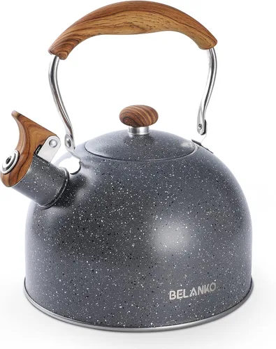 Vista 11 de Hervidor de Té, BELANKO 85 OZ / 2.5 Litros Hervidor de Té Silbante, Teteras para Estufa de Acero Inoxidable Grado Alimentario con Mango Plegable