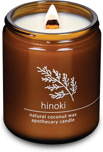 Vista 34 de Vela de mecha de madera agrietada Hemlock Park hecha a mano con cera de coco natural (grande de 16 oz, ámbar) Coconut Apricot Wax Crackling Wood