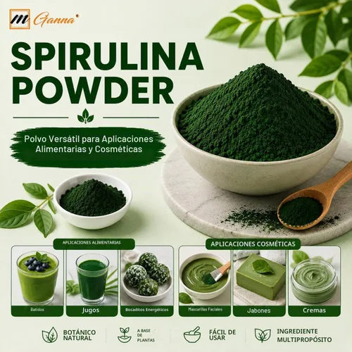 Vista 7 de Polvo 100% espirulina/polvo de algas verdes azules 0.5 libras / 8.01 oz