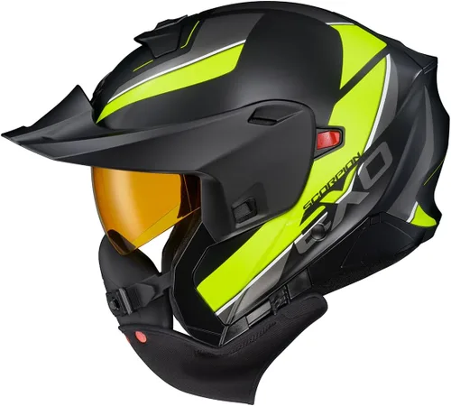 Vista 7 de ScorpionEXO GT930 - Casco modular para moto de nieve de aventura en clima frío, escudo de doble panel con caja de respiración y módulo de bolsillos