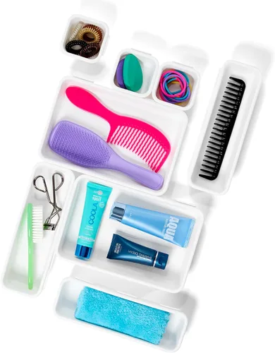 Vista 5 de madesmart Paquete de 8 cubos entrelazados de alta calidad, juego organizador modular de cajones para suministros de oficina, herramientas