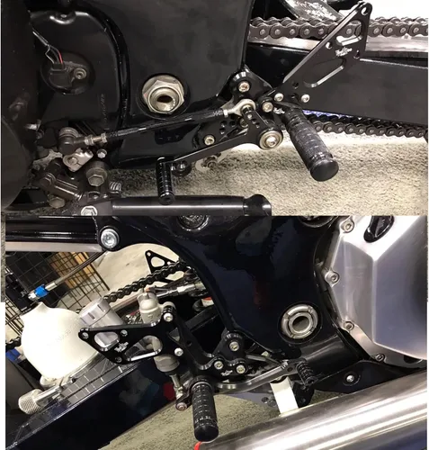 Vista 6 de CNC GSX1300R 99-03 Juego de clavijas traseras para motocicleta, reposapiés ajustable pedal de cambio de freno compatible con GSXR1300 GSX1300R Negro