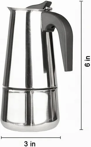 Vista 2 de 2 tazas/3.4 fl oz de acero inoxidable Moka Espresso Latte Percolator estufa Top Cafetera Pot