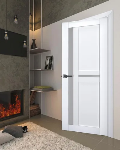 Vista 2 de SARTODOORS - Puerta interior maciza de 30 x 96 pulgadas Veregio 7288 Seda blanca con vidrio esmerilado Marco de panel individual regular manija