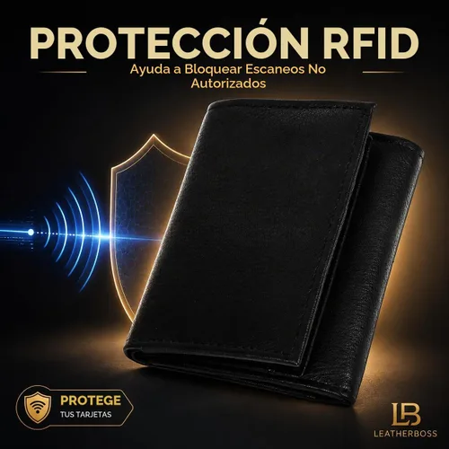 Vista 8 de Leatherboss - Cartera de piel para niños, delgada, compacta, con solapa y bolsillo para monedas, para hombres y mujeres, color negro