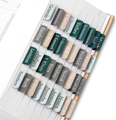 Vista 33 de Mr. Pen - Pestañas de la Biblia, 75 pestañas, tierra otoñal, letras doradas en relieve Laminated Bible Tabs for Women and Men, Bible Tabs for