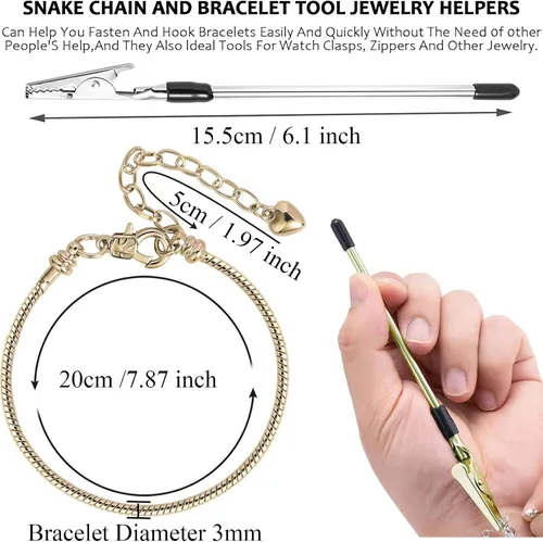 Vista 2 de 10 Piezas Cadenas de Pulsera con Dije de Cadena de Serpiente de 7.87 Pulgadas con Ayudante de Pulsera Pulsera de Serpiente Ajustable con Dije