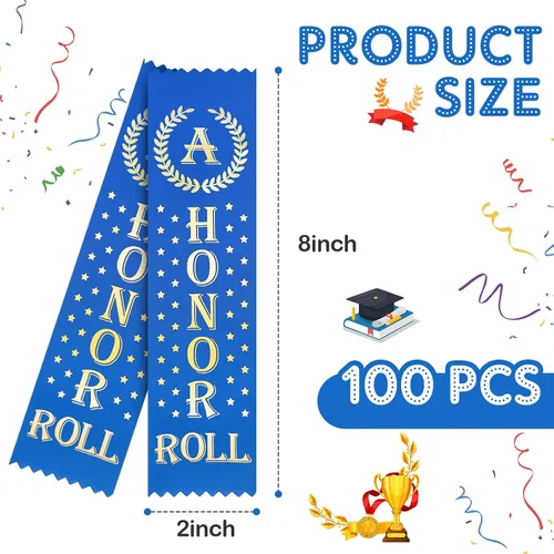 Vista 2 de Cindeer 100 cintas de premio a la carta de honor, mención honorífica, estilo marcapáginas, medalla, premio, premios e incentivos para estudiantes