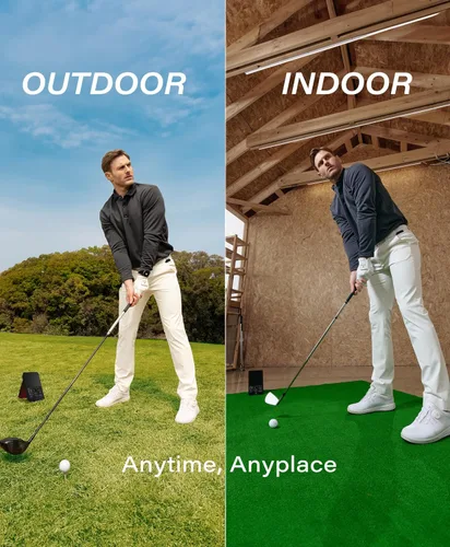 Vista 5 de SC4 PRO Golf Launch Monitor & 3D Driving Range Simulator Indoor and Outdoor Use Portable Golf Swing Analyzer Home Tracker with Built-in Screen