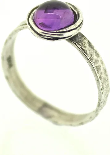 Vista 43 de Anillo de plata de ley con piedras preciosas para mujer, anillo apilable de piedra martillada, anillo de piedra natal
