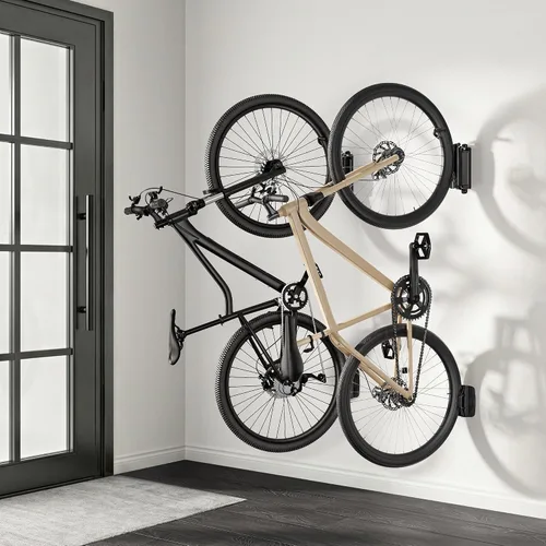 Vista 8 de PEGZONE 2 paquetes de ganchos para bicicletas para garaje, soporte de pared giratorio resistente, sostiene 77 libras, soporte ajustable