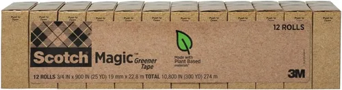 Vista 3 de Scotch Cinta Mágica Ecológica, Cinta Invisible para Fijar Papel, Suministros de Oficina y Suministros de Regreso a la Escuela, 0.75 pulg. .x 900