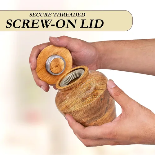 Vista 5 de Urnas de cremación de madera para cenizas humanas con marco de fotos, urna conmemorativa de madera de mango para adultos, hombres y mujeres, urna