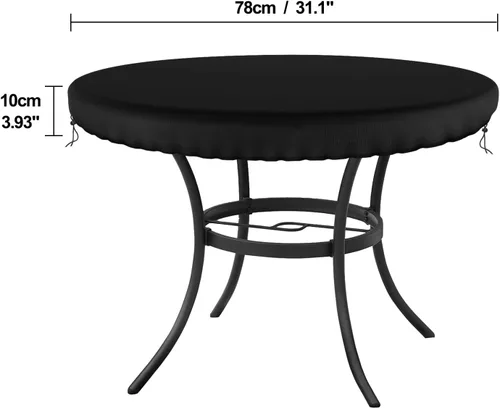 Vista 2 de Demao Fundas para muebles de patio al aire libre, cubierta de mesa redonda, impermeable, resistente a los rayos UV, funda antidecoloración