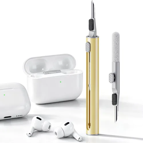 Vista 7 de Hyashee Kit limpiador para Airpods Pro 1 2 3 pluma de limpieza multifunción con cepillo suave esponja flocado para auriculares Bluetooth, Negro