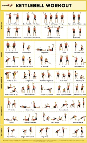 Vista 8 de SPORTAXIS Póster de entrenamiento básico con ilustraciones de colores, póster de pared laminado sin equipo para entrenamiento en casa, pósteres