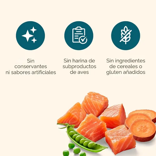 Vista 5 de Nutrish Alimento seco para perros con receta de salmón y batata sin granos, bolsa de 11.5 libras, el embalaje puede variar (Rachael Ray) Made with
