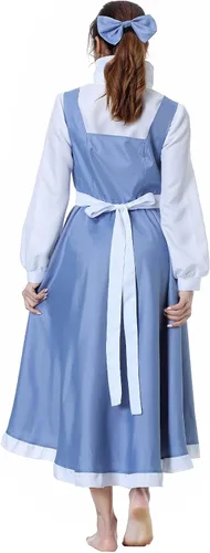 Vista 2 de Lofeery Disfraz de Bella para mujer, disfraz de sirvienta de cosplay, vestido de princesa, vestido de fiesta de Halloween
