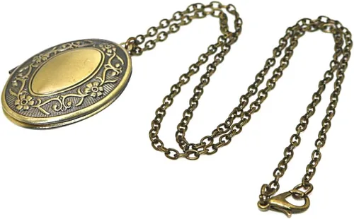 Vista 7 de Collar con colgante ovalado de estilo vintage con forma de medallón abierto