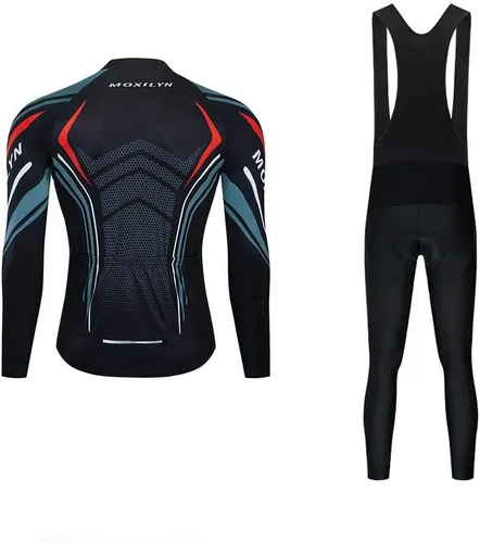 Vista 2 de MOXILYN Camisetas de ciclismo para hombre, conjunto de ropa de bicicleta para hombre, chaqueta de bicicleta de manga larga y pantalones de ciclismo