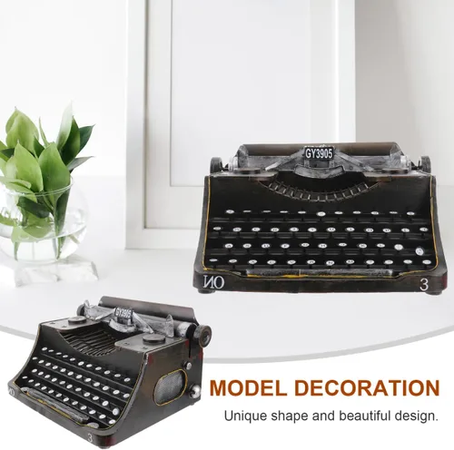 Vista 6 de FOMIYES Modelo de máquina de escribir manual clásica, figura de máquina de escribir vintage, arte de hierro, estatua de estilo europeo