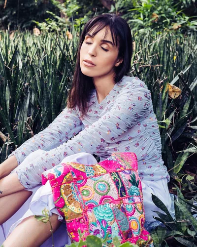 Vista 5 de Tribe Azure - Bolso bandolera de lona para mujer, estilo hobo, floral, para verano, bohemio
