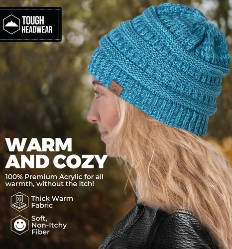 Vista 23 de Gorro de punto para mujer, cálido y suave, elástico, para clima frío de Tough Headwear