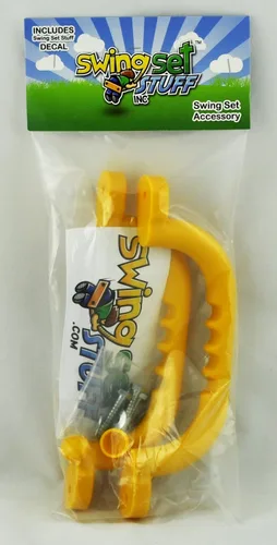 Vista 2 de Manijas para patio de juegos con logotipo SSS, amarillo, 10 pulgadas