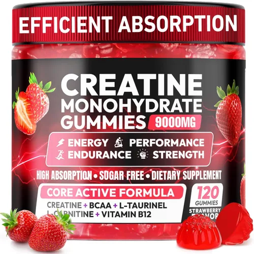 Vista 12 de AEQNJV Gomitas de Creatina Monohidrato Complejo para Hombres y Mujeres, 9000MG Suplemento de Creatina Pre-Entrenamiento Mejora la Fuerza Muscular