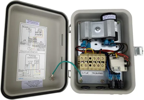 Vista 3 de Conjunto completo bomba de pozo 2 HP 4", caja de control y fin de bomba Maxhead de 450ft, 15gpm nominal, 22gpm Max. 1 fase de 230v, 60Hz, 1.5kw