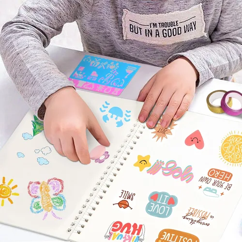 Vista 9 de Nsrzua DlY - Kit de diario para niñas, álbumes de recortes para niñas de 8 Azul