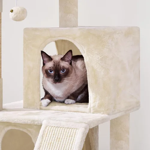 Vista 8 de Yaheetech Árbol para gatos para mascotas de interior, condominio en torre de 36 pulgadas con percha extragrande, postes rascadores, tabla, bola