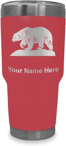 Vista 40 de LaserGram Vaso aislado al vacío de 20 onzas, oso polar, grabado personalizado incluido (negro)