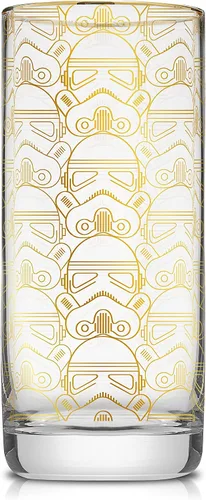 Vista 6 de JoyJolt Star Wars Glassware. Juego de 4 vasos altos 'Deco', vasos de Star Wars de 13.5 onzas. Vaso alto Highball con Darth Vader en una copa