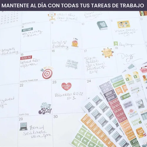 Vista 5 de bloom daily planners Calcomanías para Planificador Workday Essentials - Paquete Variado de Productividad para Profesionales de Negocios - 8 Hojas