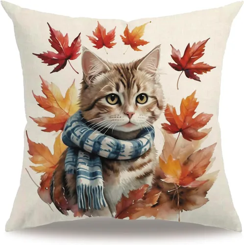 Vista 16 de Fundas de almohada con diseño de animales, 18 x 18 pulgadas, diseño de ardillas florales, acuarela, vida silvestre, diseño de flores, temporada