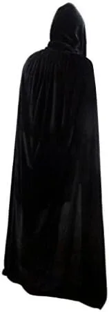 Vista 3 de Disfraz de brujas de vampiro de terciopelo con capucha para adultos, para fiesta, cuervo, cosplay