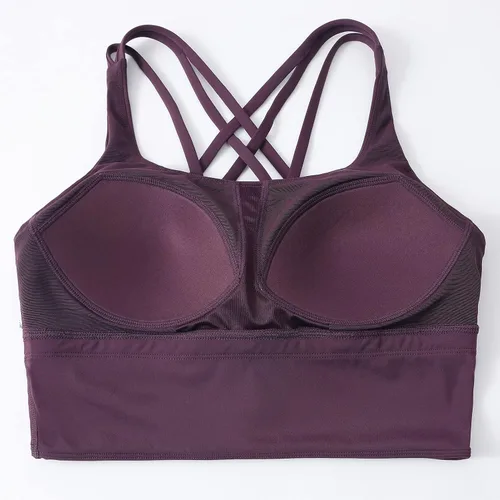 Vista 5 de Sujetador deportivo de yoga con tirantes delgados para mujer, con relleno, sin varillas, camiseta sin mangas