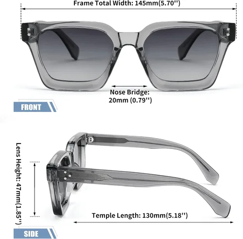 Vista 6 de FEISEDY Gafas de sol polarizadas para hombre y mujer, marco grueso cuadrado, rectangular, UV400, gafas de sol B2396