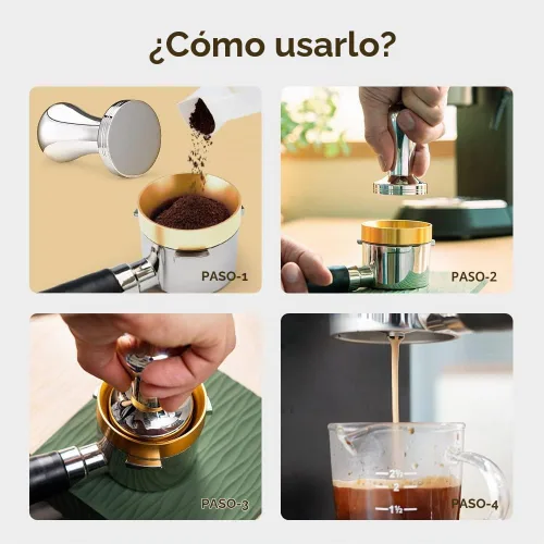 Vista 5 de Café expreso Tamper 2.008 in Acero Inoxidable Barista Espresso Base Café Grano Prensa