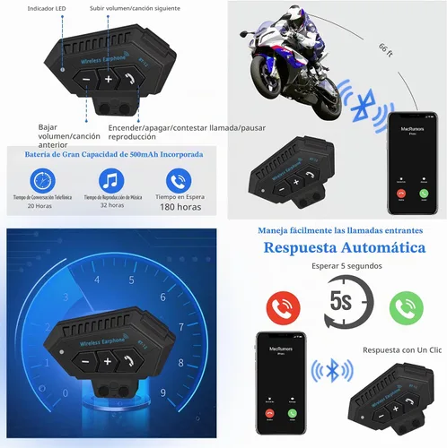 Vista 5 de Casco de Motocicleta Bluetooth, Casco de Motocicleta Modular con Bluetooth, Aprobado por DOT Doble Visera Cara Completa Abatible Cascos