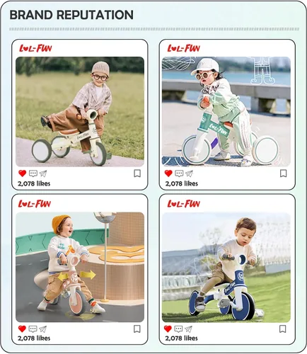 Vista 3 de LOL-FUN Bicicleta de equilibrio 4 en 1 para niños de 1 a 4 años, niños y niñas, bicicleta de 3 ruedas para niños de 1 año, triciclo para niños