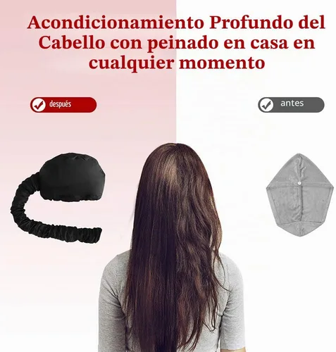 Vista 2 de Accesorio para secador de pelo con capucha: gorro de secador de pelo mejorado con correa de barbilla y manguera extendida más larga, más fácil