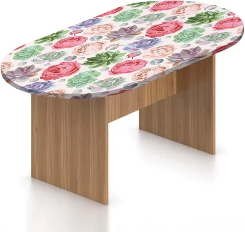 Vista 15 de Mantel ovalado ajustable de poliéster elástico para invierno, diseño de bosque abstracto monocromático, hojas y bosques, se adapta a mesas ovaladas