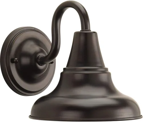 Vista 13 de Progress Lighting District LED Collection - Farol de pared mediana para exteriores, bronce envejecido, pantalla de metal blanco pintado, 1 luz