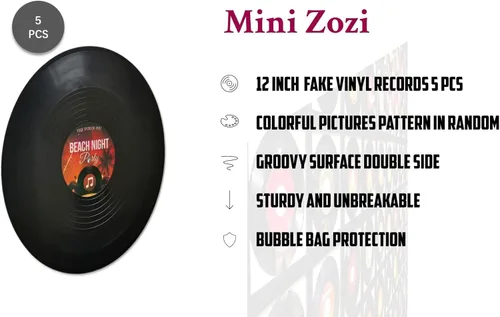 Vista 2 de MINI ZOZI Discos de vinilo en blanco de 12 pulgadas falsos 5 piezas en 1 paquete para decoración de habitación o decoración del hogar en la pared