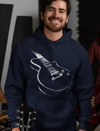 Vista 4 de Sudaderas con capucha de guitarra para hombre, regalos novedosos para músicos, suéteres de guitarrista