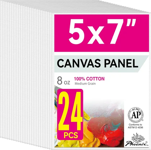 Vista 15 de PHOENIX Paneles de Lienzo Pequeños para Pintura de 3x5 Pulgadas, Paquete de Valor de 12 Unidades - 8 Oz Triple Imprimado 100% Algodón Libre de Ácido
