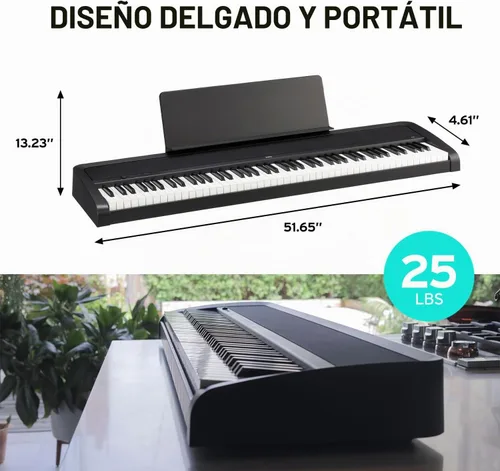 Vista 3 de Korg B2 Piano digital de 88 teclas con audio y USB MIDI - Software incluido - Negro (B2BK)